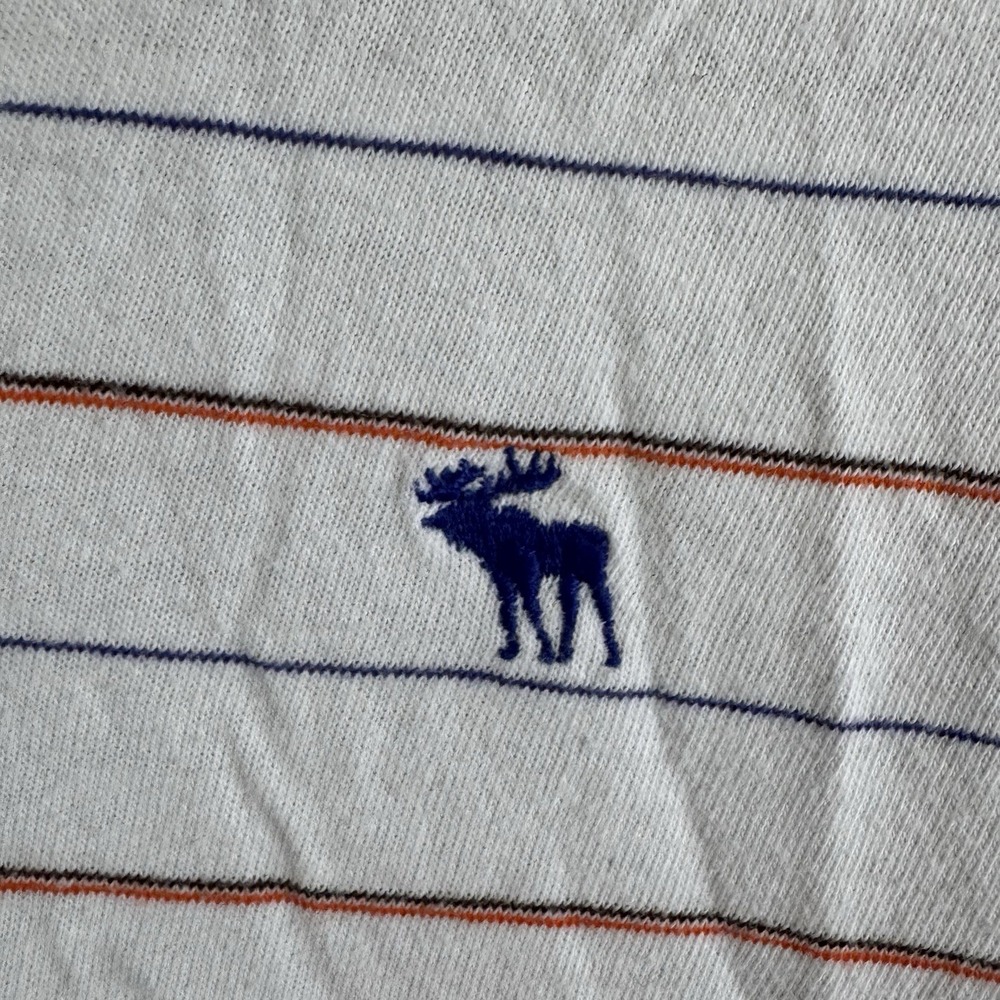 Vintage Abercrombie & Fitch White‎ w Blue & Red stripes SS Polo Shirt Sz Large - Picture 4 of 7